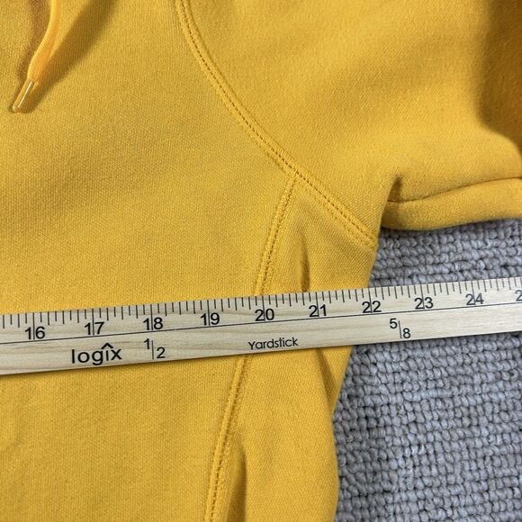 Y2K Nike Center Swoosh Yellow Hoodie Men’s Large Rare Pullover Fleece 598575-716 - Picture 5 of 10